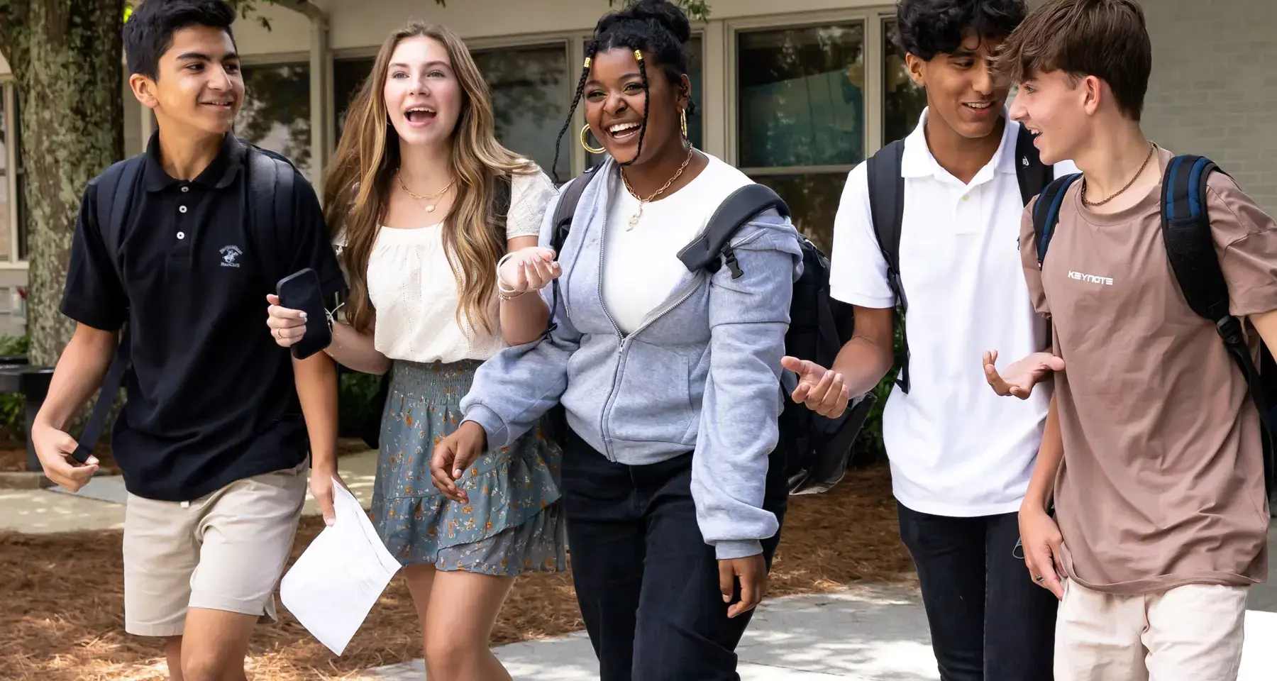 Upper school students walking