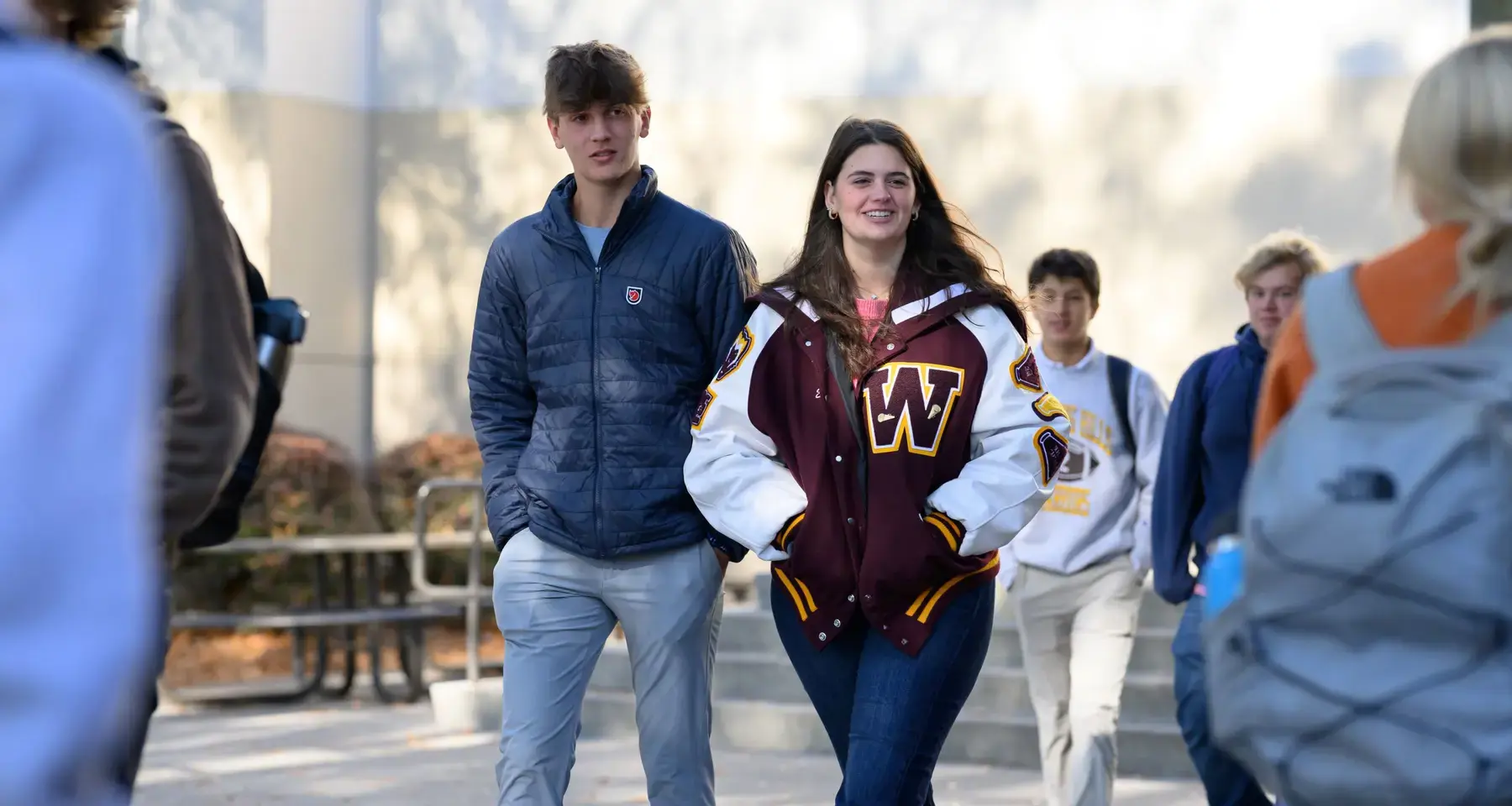 Students walking outside