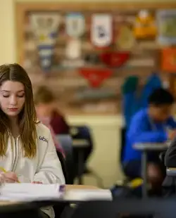 Student reading in a lesson