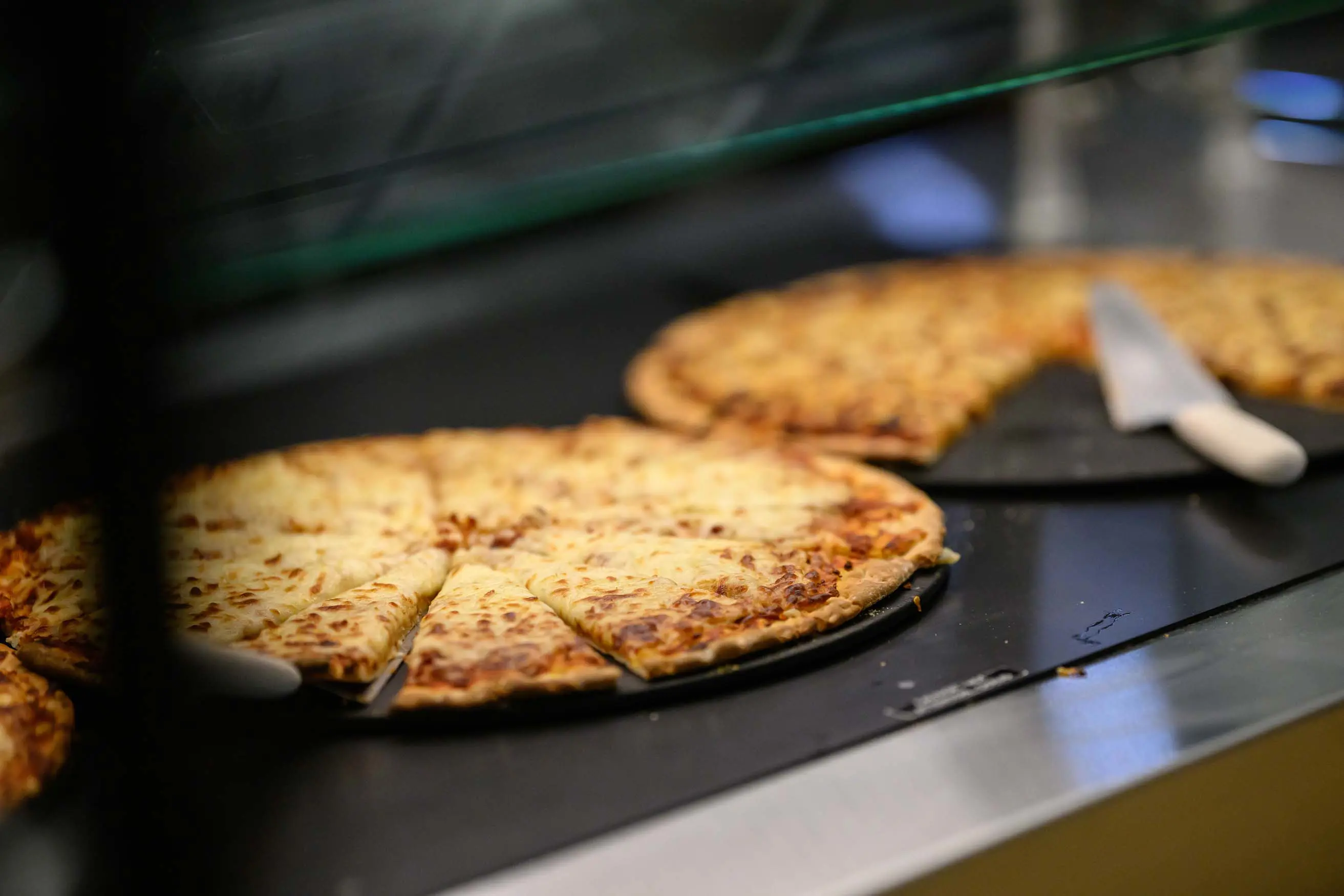 Pizza in canteen food display