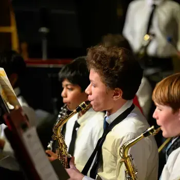 Students playing instruments