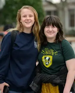 Two students posing together