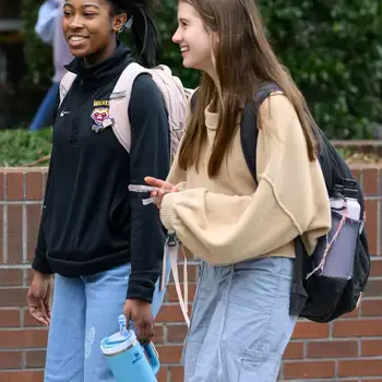 Upper school girls walking