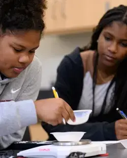 Student doing chemistry work