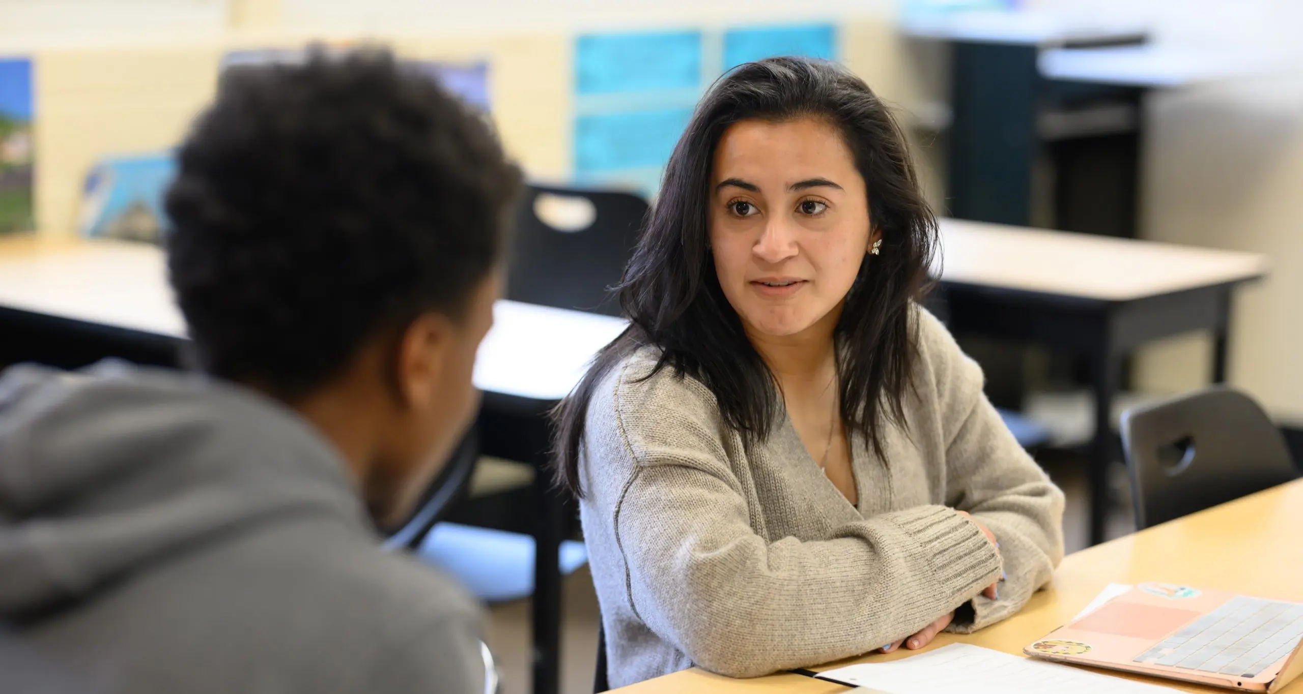 Walker Teacher talking to Upper School pupil